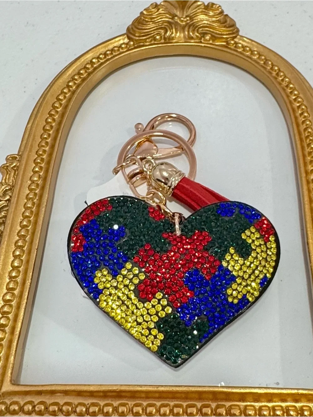 New Multicolor Crystal Heart Keychain